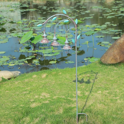 45"H Decorative Garden Stakes,Blue metal flower,Metal Yard Art(blue) | garden decor for outside;Jellyfish Floral Design,Suitable for Outdoor Garden Decor,Gift for Her