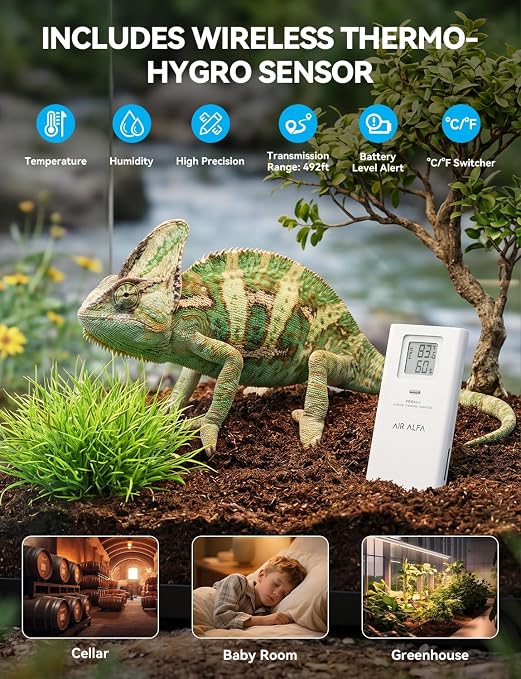 4900FT WiFi Smart Weather Stations Wireless Indoor Outdoor, Long-Distance Weather Station with HD Color Console, 7-in-1 Solar Sensor, Thermo-Hygro Sensor, Bird Spike & CSV Export White