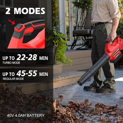 PowerSmart Cordless Leaf Blower with a 40V Battery and Charger, 2 Speeds, Lightweight, for Lawn Care, Yard, Sidewalk, Car