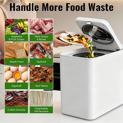 3L Electric Composter for Kitchen, Smart Compost Bin for Countertop, Auto-Cleaning/Odor-Free/LED Display, Turn Kitchen Waste to Dry Compost Fertilizer, Indoor/Outdoor Compost Machine