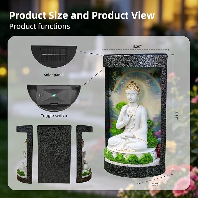 Buddha Statue Solar Landscape Light,Color-Changing LED Light,Waterproof,Outdoor Garden Decoration,Automatic Light-Sensing Design,Zen-Themed