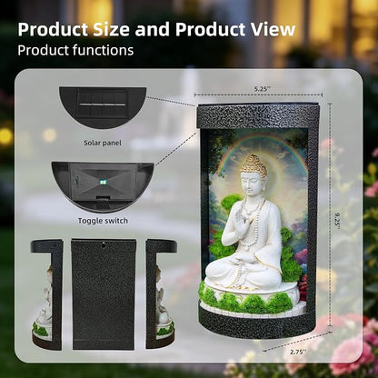 Buddha Statue Solar Landscape Light,Color-Changing LED Light,Waterproof,Outdoor Garden Decoration,Automatic Light-Sensing Design,Zen-Themed
