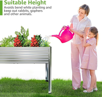 Galvanized Raised Garden Bed with Legs, 72×24×32in Large Metal Elevated Raised Planter Box with Drainage Holes for Backyard, Patio, Balcony, 700lb Capacity