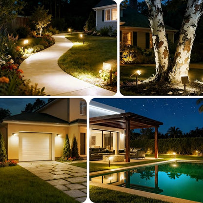 800 Lumens Solar Spot Lights Outdoor, 8 Pack Solar Landscape Lights with 100 LEDs Each, 4 Lighting Modes, IP65 Waterproof, 2-in-1 Solar Spotlights for Yard Garden Pathway Driveway(Warm White)