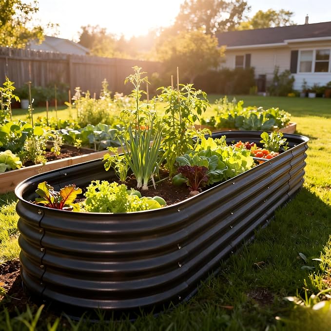 8 x 2 x 1.4 ft Raised Garden Bed Kit, Rust-Resistant Powder-Coated Galvanized Steel Metal Garden Bed, No Peel-Off Film, Easy Assembly Planter Box for Vegetables, Herbs & Flowers (Cracked Silver)