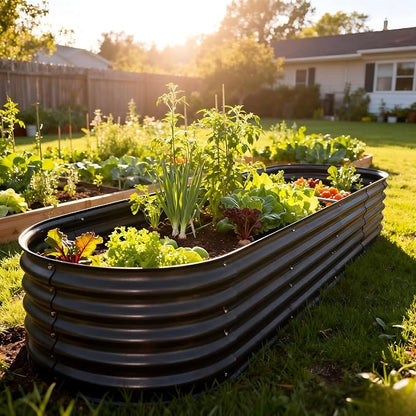 8 x 2 x 1.4 ft Raised Garden Bed Kit, Rust-Resistant Powder-Coated Galvanized Steel Metal Garden Bed, No Peel-Off Film, Easy Assembly Planter Box for Vegetables, Herbs & Flowers (Cracked Silver)