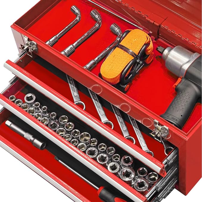 BIG RED TAMPK133-XB Torin Portable Tool/Garage Storage Box: Ergonomically Designed for Garage, Home, Office, Warehouse, Gym, School - Red