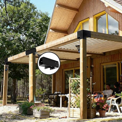 2 Pcs 4"x 4" 3-Way Pergola Bracket(Actual Fit: 3.6"x3.6") Post | T-Shaped Bracket Woodworks Pergola Kit|Metal Wood Post Connector for Pergola and Outdoor Structures