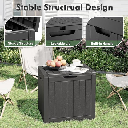 Outdoor Storage Box, 32 Gallon Resin Deck Boxes Outdoor Waterproof For Patio Furniture, Garden Tools, Pool Supplies, Lockable And UV Resistant (a Set of 2,Striped Black)