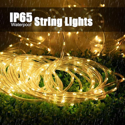 Brightown 72FT 200LED Solar Rope Lights, Warm White 1PACK | IP65 Waterproof Solar Fairy Lights with 8 Lighting Modes, Outdoor String Lights for Party Garden Yard Holiday Tree Decoration