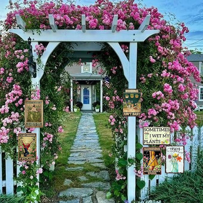 Garden Metal Signs For Outside Garden Wall Art Outdoor Patio Sign Vintage Flower Tin Sign Enjoy The Little Things Funny Garden Signs Decorative Outdoor Farmer Market Decor 8x12 Inch
