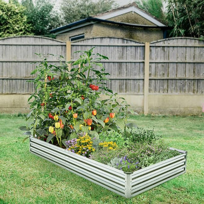 Galvanized Raised Garden Bed Kit - Metal Raised Planter 2pcs/Pack 6'x3'x1' for Flowers Plants, Vegetables Herb