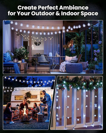 Brightown 2-Pack 120 LED 72 FT Solar String Lights Outdoor, Waterproof Solar Powered Patio Lights with 8 Lighting Modes for Garden Yard Porch Wedding Party Decor (Pure White)