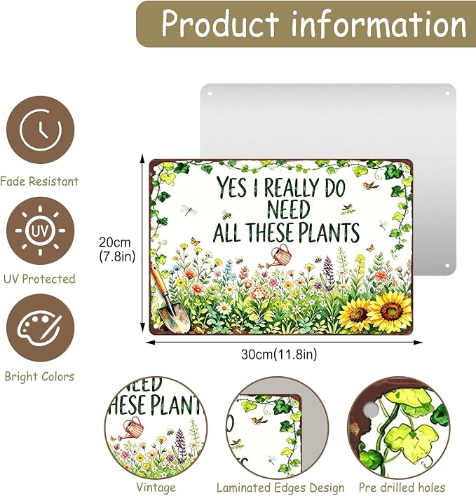 Garden Decor for Outside Gardening Gifts for Women Outdoor Patio Decor | Garden Signs for Outside Greenhouse Yard Whimsical House Decor Vintage Metal Wall Art Plant Lovers Gifts for Mom Wife Grandma