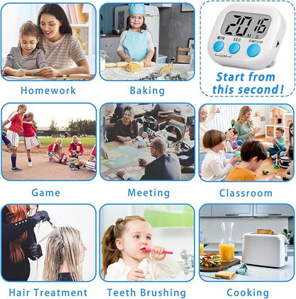 Lasubst Digital Classroom Timers for Teachers Kids School Supplies Bulk with Magnetic Back 12 Pack, White Orange Blue Green