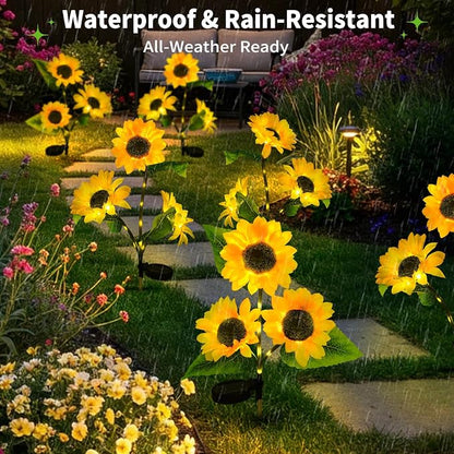 6-Pack Solar Sunflower Garden Lights Outdoor 18 LED Flowers - Waterproof Long-Lasting Solar Patio Lights, Outdoor Decor for Lawn, Yard