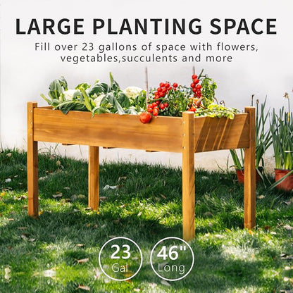 30" H Raised Garden Bed with Legs, Fir Wood Elevated Garden Bed Planter Box | Plant Stand Indoor/Outdoor for Tomato, Strawberry Herb Garden Planter