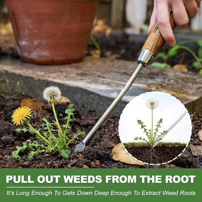 Haliaeetus Hand Weeder Tool, 13'' Weed Puller Tool for Reaching the Root And Popping Out the Weed, Stainless Steel Weed Puller for Pull Out Weed in Tight Spot, Hand Weeder for Weeding in Between Plant