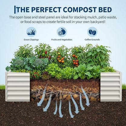 Garvee 8x4x2ft Galvanized Raised Garden Bed Outdoor,Rust-Resistant Raised Garden Beds for Gardening, Easy Assembly Outdoor Garden Box & Planters,Beige
