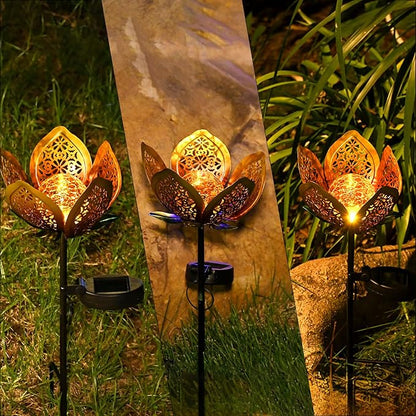 Solar Lights Outdoor Garden Decor,Solar Stake Lights, 2Pack Decorative Solar Garden Light, Metal Solar Sunflower Lights Lawn Lamp for Courtyard Decoration