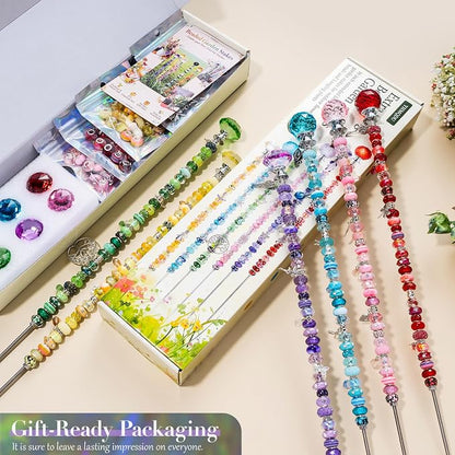 306Pcs Beaded Garden Stakes kit, 16in Extra Long Fairy Wand Garden with Crystal Diamond Tops for Plants Garden Outdoor&Indoor Decorative