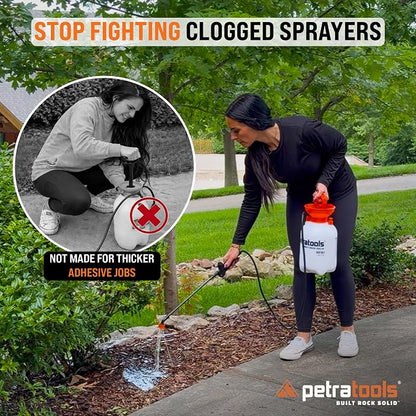 PetraTools LOCKSCAPE Mulch Glue Sprayer 1 Gal - Pro Kit (HD101) | Pump sprayer for mulch glue, rock glue, landscape adhesive, fertilizer, weed killer and lawn and garden chemicals
