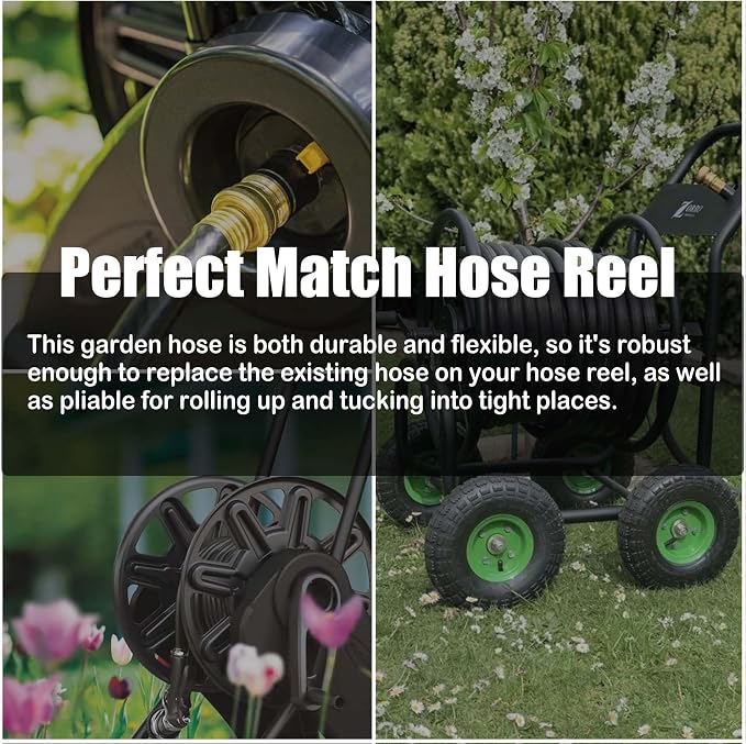 Rubber Garden Hose 10FT: 5/8" Durable Short Hose for Patios & Tight Spaces - Sturdy Water Hose with Brass Fittings for Homeowners RV & Car Washing