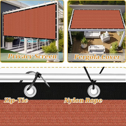 Shade&Beyond Customized Size 8' X 10' Shade Cloth with Grommets, 90% UV Protection UV Protection Mesh Tarp Sun Screens for Patio GN01, Rust Red