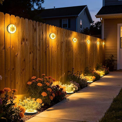Joomer 2-in-1 Solar Lights Outdoor Waterproof, 12 Pack 8 LED, Warm White | Solar Powered Garden Lights Ground Disc Landscape Lighting for Patio Pathway Lawn Yard Driveway Walkway Deck Step