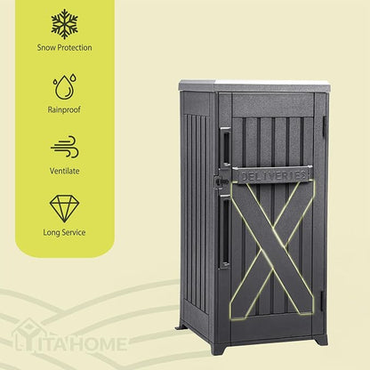 YITAHOME 60-Gallon Secure Package Delivery and Storage Box | Double-Wall Resin, Weatherproof, for Outdoor Use, Curbside or Porch, 8.5 Cubic Feet, Gray