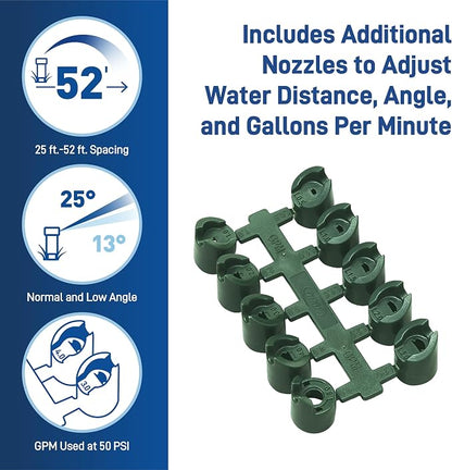 Orbit Voyager II Professional Pop-Up Gear-Drive Rotor Sprinkler | 3/4" Inlet | Adjustable 40-360° Pattern | 35-55 ft Coverage Range | Includes Adjustment Key | Model 91561