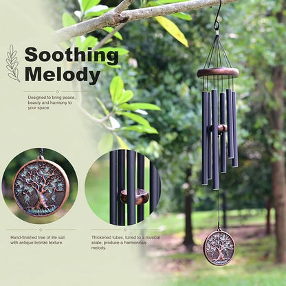 Vanquer Gift Wind Chimes for Outside - 30'' Wind Chimes Outdoor Clearance, Windchimes Outdoors, Memorial Wind Chimes, Sympathy Gift, Patio, Home Décor, Vintage Black (30" Tree of Life)