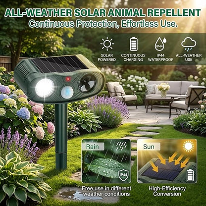 Sonic Fortress Pro Deer Repellent Device,2 Pack Solar Animal Repeller | 2026 Motion Sensor Squirrel Fortress Pro Raccoon,Cat Repellent Outdoor with LED Flash Light for Garden, Farm, Yard