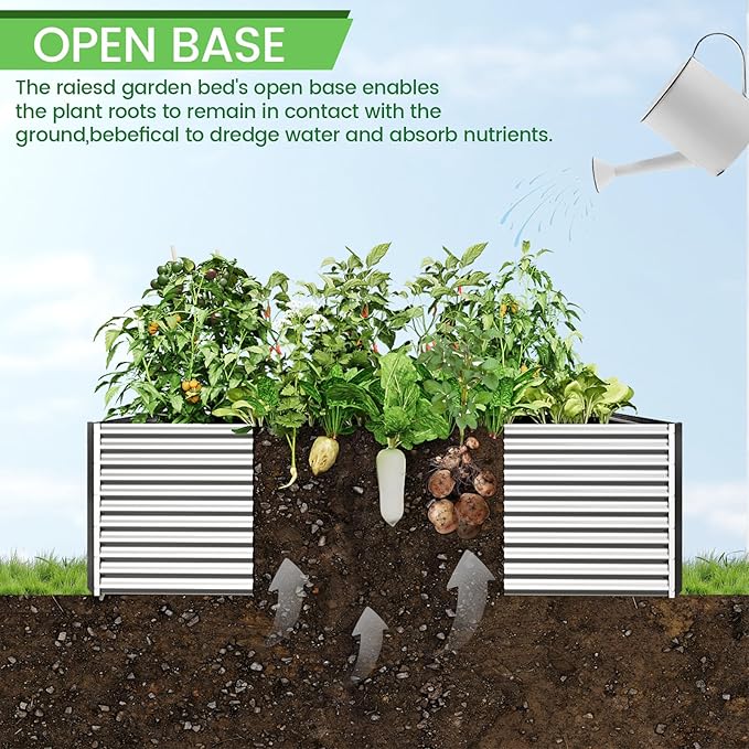 3pcs Tall Galvanized Raised Garden Bed Outdoor,Steel Garden Bed for Vegetables,Above Ground Garden Box for Flower,Metal Raised Beds for Gardening - 4x2x1.5ft