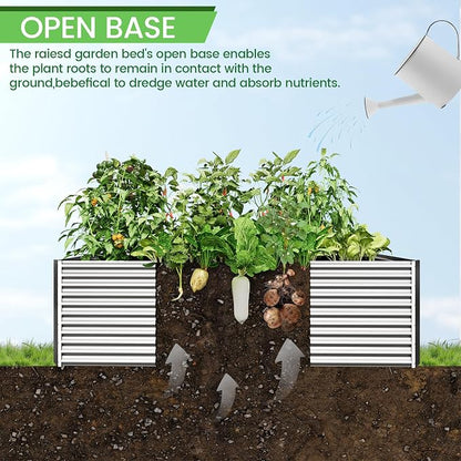 2pcs Tall Galvanized Raised Garden Bed Outdoor,Steel Garden Bed for Vegetables,Above Ground Garden Box for Flower,Metal Raised Beds for Gardening - 3x2ft