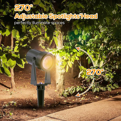 SUNTHIN Outdoor Landscape Lighting with Dusk to Dawn Sensor Controller & Remote, RGBW Color Changing Spot Uplights, 4 Pack