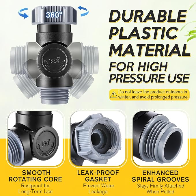 Outdoor Faucet Extender, 3/4" Garden Hose Swivel Connector with 180° & 360° Rotation, Water Spigot Extender Hose Adapter for Outdoor Faucet,Garden Hoses,Sprinkler,RV & Irrigation(Black & Gray,1 Pack)