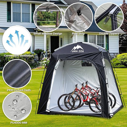 Bike Storage Tent, 82*52*71 In Outdoor Portable Storage Tent,Made of 210D Oxford Cloth PU4000mm Waterproof Fabric, Storage Shed for 2-4 bike, Motorcycles,Garden Tools,Lawn Mower,Various Tools