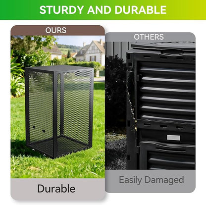 Compost Bin Outdoor with Lid - Large 93/130 Gal Composter 2-in-1 Design, Heavy-Duty Galvanized Steel Perforated Sheet with Rust-Proof Coating, Versatile Outdoor Fence, for Garden, Yard & Kitchen Waste