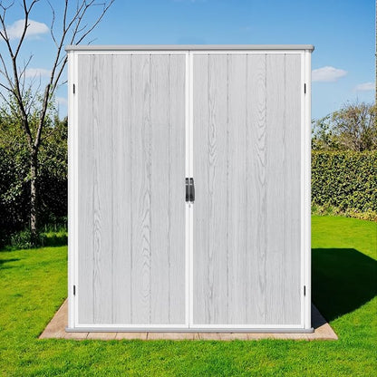 Greesum 5X3FT Plastic Storage Shed with Floor, Resin Outdoor Storaged Shed with Lockable Door, Easy Assembly All-Weather Tool Sheds for Yard, Patio, Garden, Light Gray (4.7×2.5FT)
