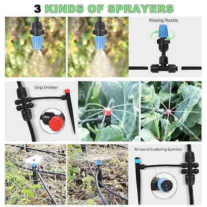 250FT Drip Irrigation Kit – 2026 New Quick-Connect Micro Irrigation System with 1/4'' 1/2'' Tubing (177FT (46FT 1/2 Inch+131FT 1/4 Inch)