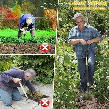 Gbekery 39" Stand Up Weed Puller Tool - Heavy Duty Detachable 3-Claw Weeder with Ergonomic Long D-Handle | Tools for Effortless Garden Weed Removal (Dandelions, Thistles & More)