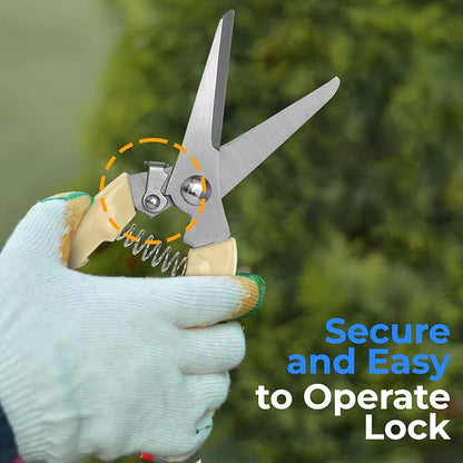 SereneLife Gardening Hand Pruner, Pruning Shear with Straight Stainless Precision-Sharpened Steel Blades, Soft and Comfortable Grip Avoid Hand Fatigue, Secure And Easy To Lock