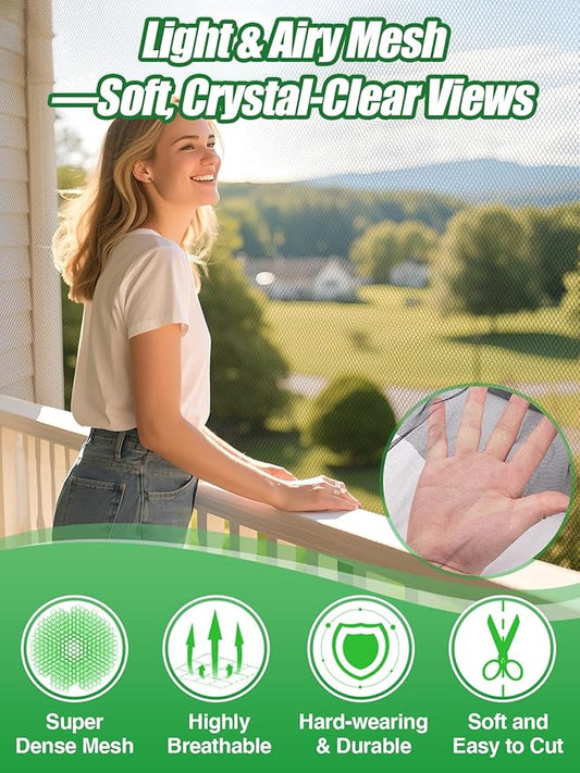 ANPHSIN 40x10ft Nearly Invisible Mosquito Net for Patio - Mesh Netting Screen for Outdoor Garden Porch Balcony, Protects Skin & Plants from Bugs, Birds, Black