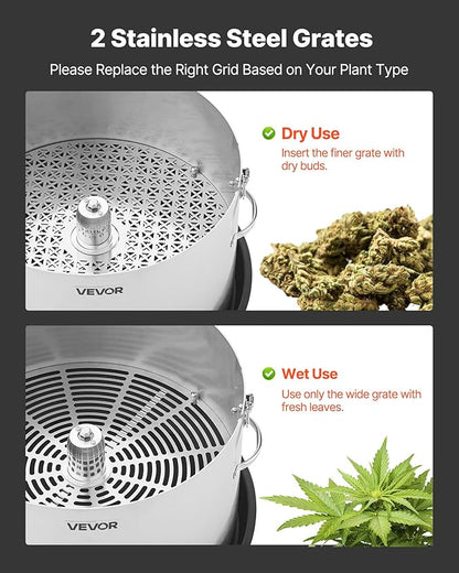 VEVOR Manual Bud Leaf Trimmer, 16 in Reaper Bowl Bud Trimmer with Stainless Steel Blades, Visual Cutting, Wet & Dry Hydroponic Cutting Machine with Tray, Twisted Spin Cut for Plant Buds Flowers