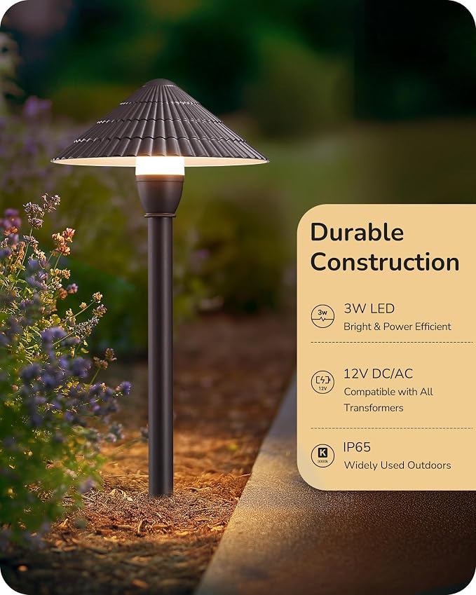 EDISHINE 5CCT Low Voltage Pathway Lights Wired, 2700K/3000K/3500K/4000K/5000K LED Landscape Path Lights, 12V 3W 160LM Waterproof Outdoor Landscape Lighting for Yard Garden Walkway, Aluminum, 4 Pack