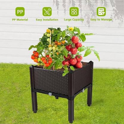 Raised Garden Bed Planters for Outdoor Plants with Legs Elevated Rectangular Planter Boxes Garden Patio Balcony Deck for Planting Flowers, Vegetables, Tomatoes, and Herbs