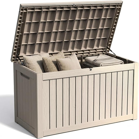 Outdoor Storage Box, 270 Gallon Waterproof Deck Box [Upgraded 3.0], Super-Sized Gas-Spring Resin Trunk for Large Seat Pillows, Heavy-Duty Lockable Backyard Storage Sofa, Garden Lawn, Grey