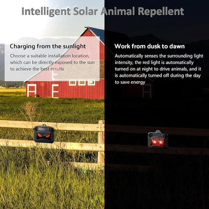 Solar Control Light Nocturnal Animal Repeller Outdoor Deterrent Devices Light Sensor Animal Repellent for Skunk Deer Coyote Fox Raccoon Cat Garden Yard Farm Chicken Coop (6, Black)