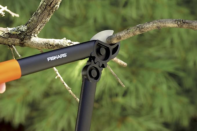 Fiskars 79436997J Softgrip Bypass Pruner, Black/Orange Small & 15 Inch PowerGear Super Pruner/Lopper